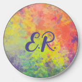 Monogram Spring Tulip Watercolor Abstract Wireless Charger (Front)