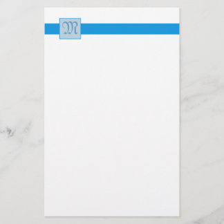 Monogram Square (Blue) Stationery