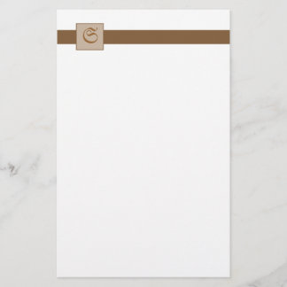 Monogram Square (Brown) Stationery