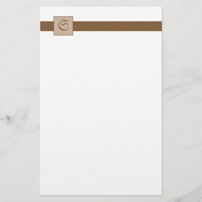 Monogram Square (Brown) Stationery (Front)