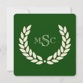 Monogram Square Classic Green College Graduation Invitation (Back)