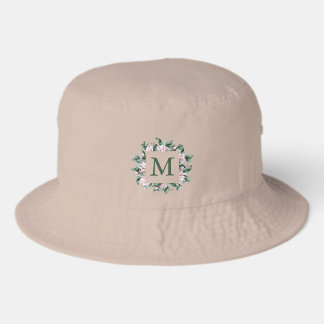 Monogram Square Floral Framed Letter Bucket Hat