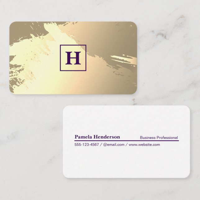 Monogram | Square | Gold Brushed Business Card (Front/Back)