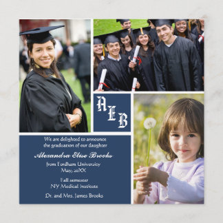 Monogram Square - Photo Graduation Announcement
