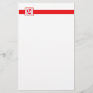 Monogram Square (Red) Stationery