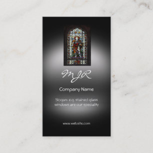 Monogram, Stained Glass Window, metallic-effect Business Card