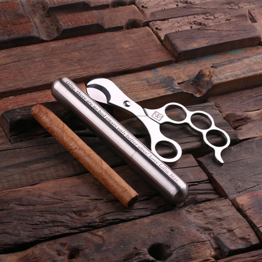 Monogram Stainless Steel Cigar Holder & Cutter (Top)