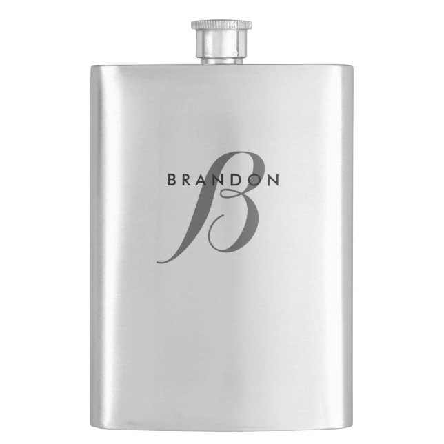 Monogram Stainless Steel Flask For Men (Front)
