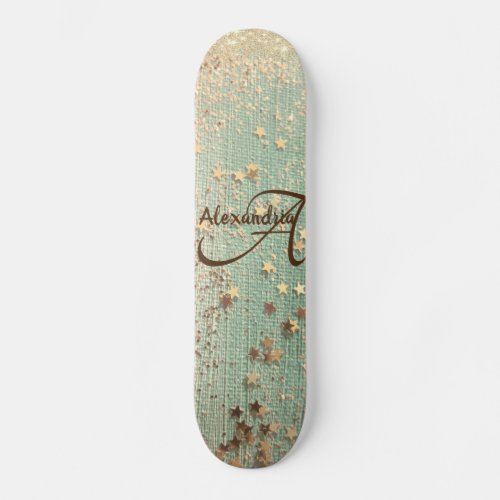 Monogram Stardust on Sea Green Skateboard