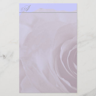 Monogram Stationery Faded Rose On Periwinkle Blue