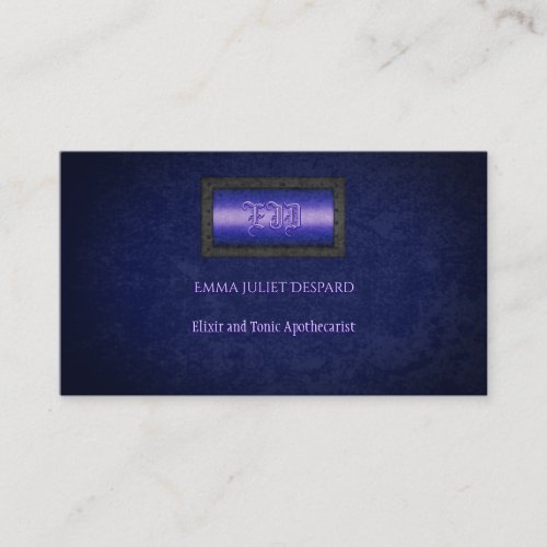Monogram Steampunk grunge riveted blue plate Business Card