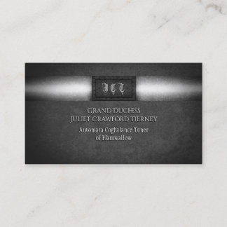 Monogram Steampunk grunge riveted steel plate Business Card