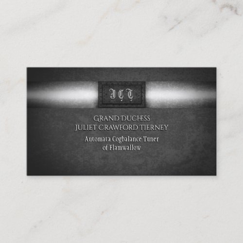 Monogram Steampunk grunge riveted steel plate Business Card