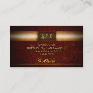Monogram Steampunk grunge rivetted brass plate Business Card