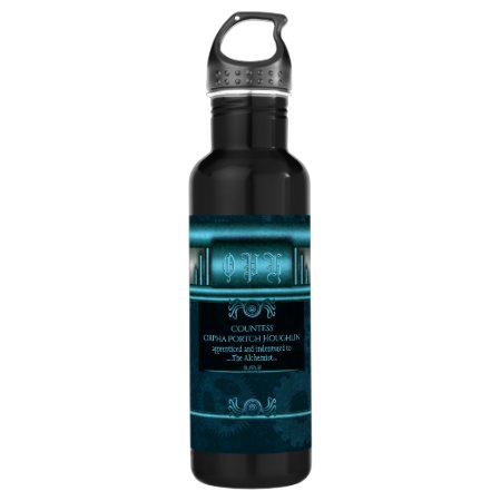 Monogram, Steampunked Deco on ice-blue and teal Stainless Steel Water Bottle