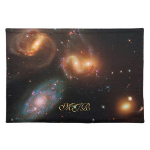 Monogram Stephans Quintet deep space star galaxies Cloth Placemat