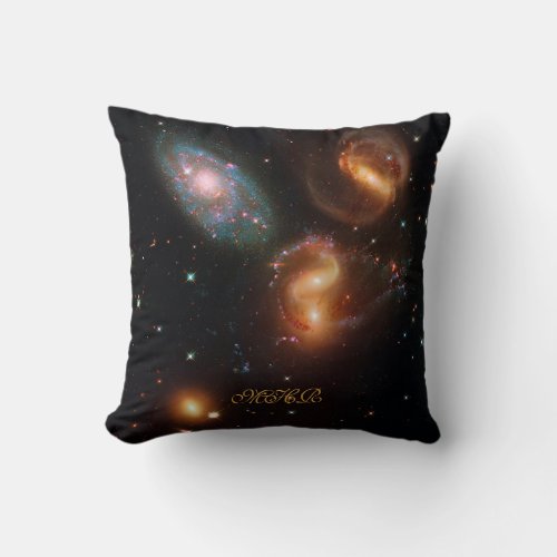 Monogram Stephans Quintet deep space star galaxies Throw Pillow