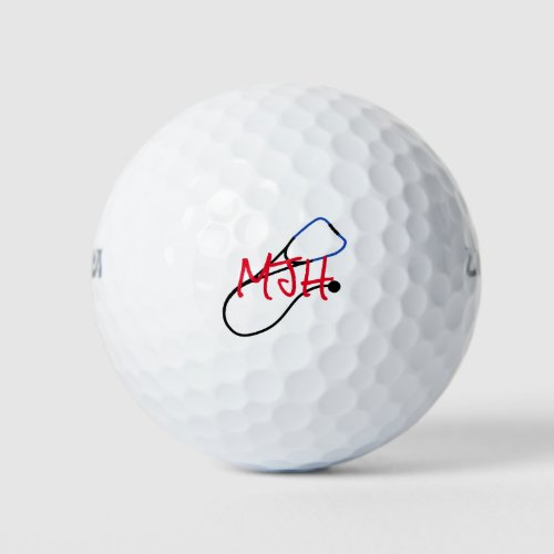 Monogram Stethoscope graphic with your initials Golf Balls
