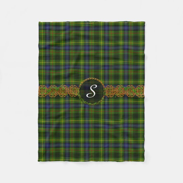 Monogram Stewart Hunting Tartan Fleece Blanket (Front)