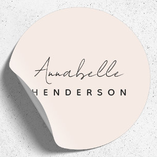 Monogram Sticker   Feminine Blush Pink Label Seal