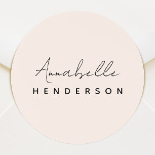 Monogram Sticker Roll Blush Pink Bulk Label Seal