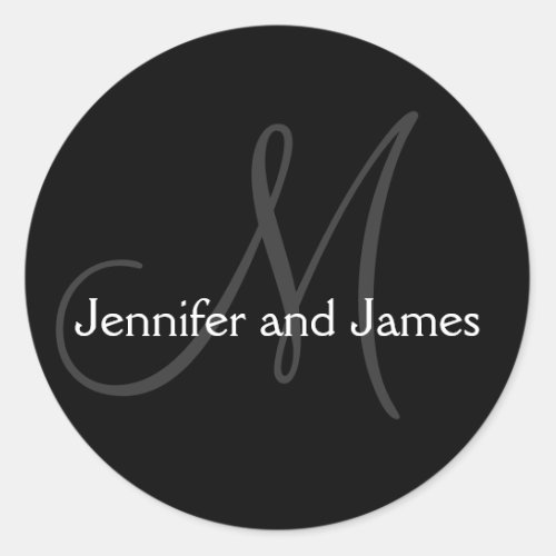 Monogram Stickers for Weddings Black