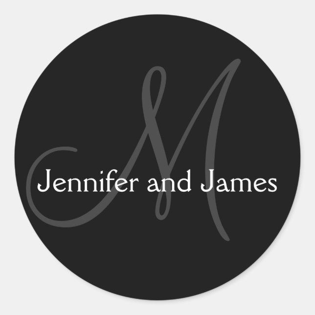 Monogram Stickers for Weddings Black (Front)