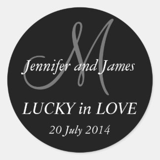 Monogram Stickers for Weddings Black