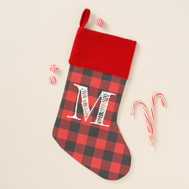 Monogram Stocking Buffalo Check Plaid Stocking (Front)
