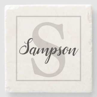 Monogram Stone Coaster with Family's Last Name