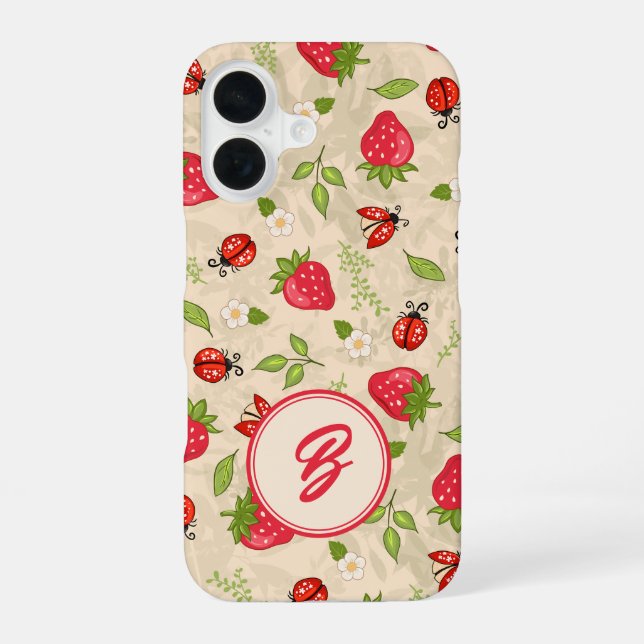 Monogram Strawberry Ladybug Pattern Iphone Case (Back)