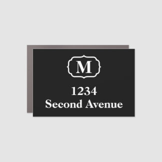 Monogram Street Address Black Mailbox Magnet