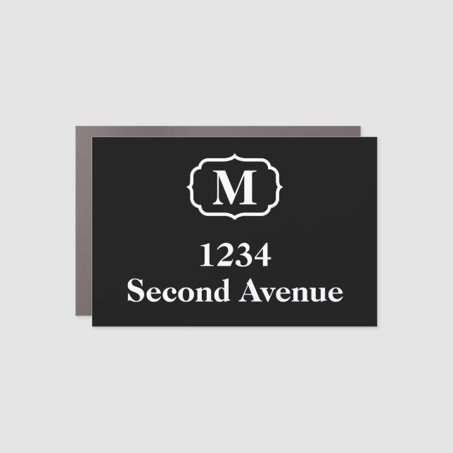 Monogram Street Address Black Mailbox Magnet (Front)