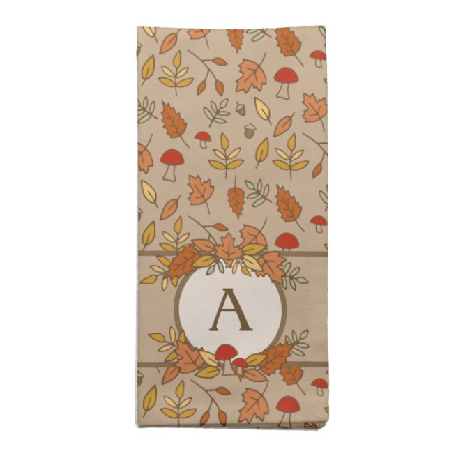 Monogram Stripe Thanksgiving Fall Cloth Napkin (Folded)