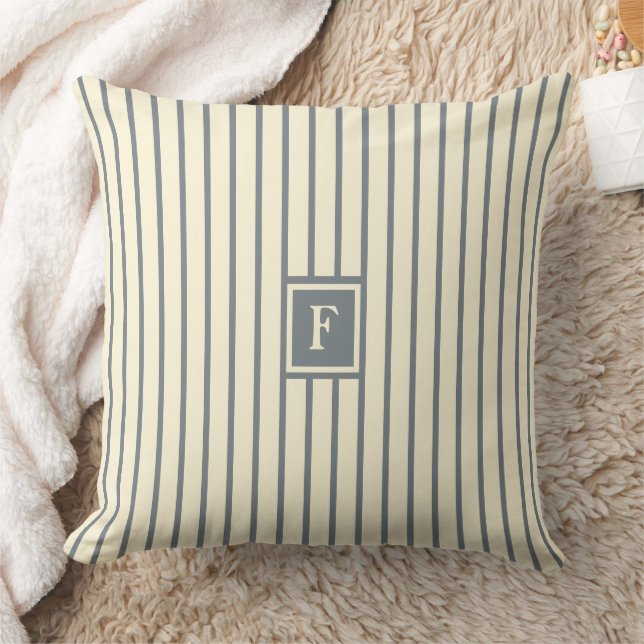 Monogram Stripe  Throw Pillow (Blanket)