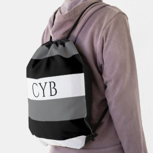 Monogram Striped Drawstring Backpack