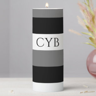 Monogram Striped Pillar Candle