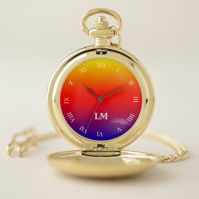 Monogram Striped Yellow to Blue Pocket Watch (Inside)