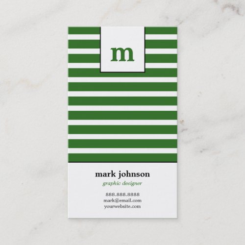 Monogram Stripes Business Card - Green -