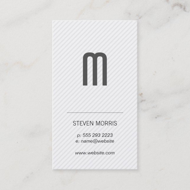 Monogram / Stripes (gray) Business Card (Front)