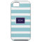 Monogram Stripes iPhone Cases (Aqua/Navy)