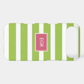 Monogram Stripes iPhone Cases (Green/Pink) (Back (Horizontal))