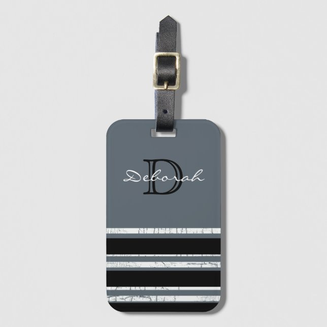monogram & stripes luggage tag (Front Vertical)