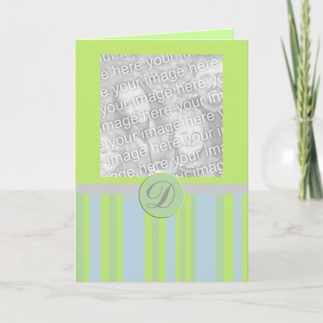 monogram stripes photo card (Front)