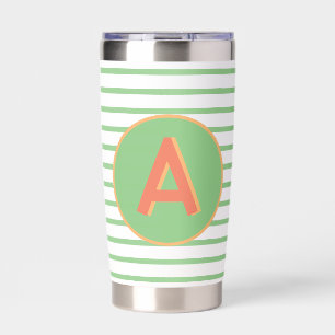 Monogram Stripes Retro Green Orange Insulated Tumbler