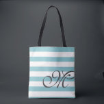 Monogram & Stripes Tote Bag<br><div class="desc">Personalize with your initial. Monogram & Stripes Tote Bag</div>