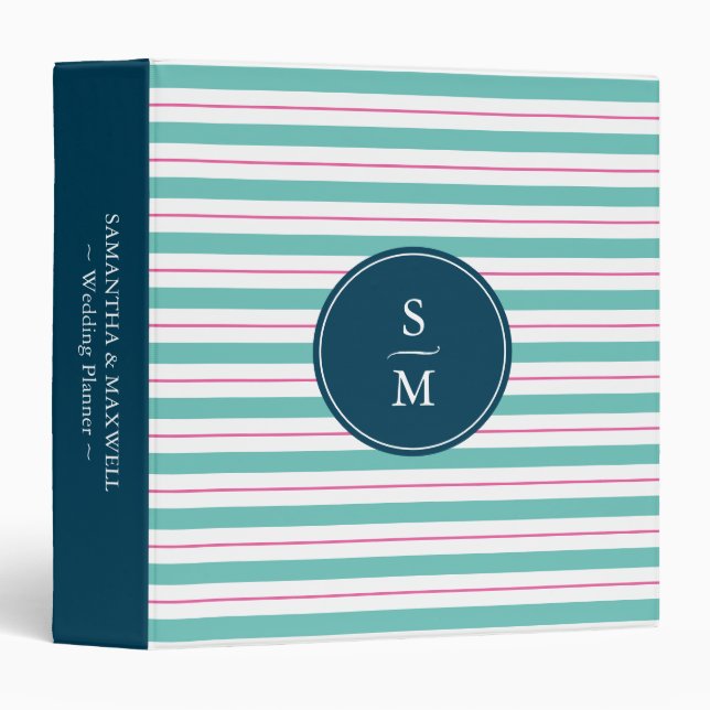 Monogram Stripes Wedding Planning Binder (Front/Spine)