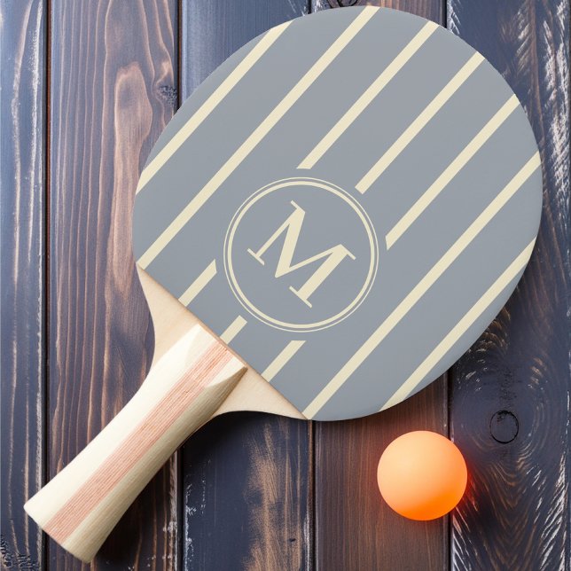 Monogram Striping Dove Gray Color Ping Pong Paddle (Creator Uploaded)
