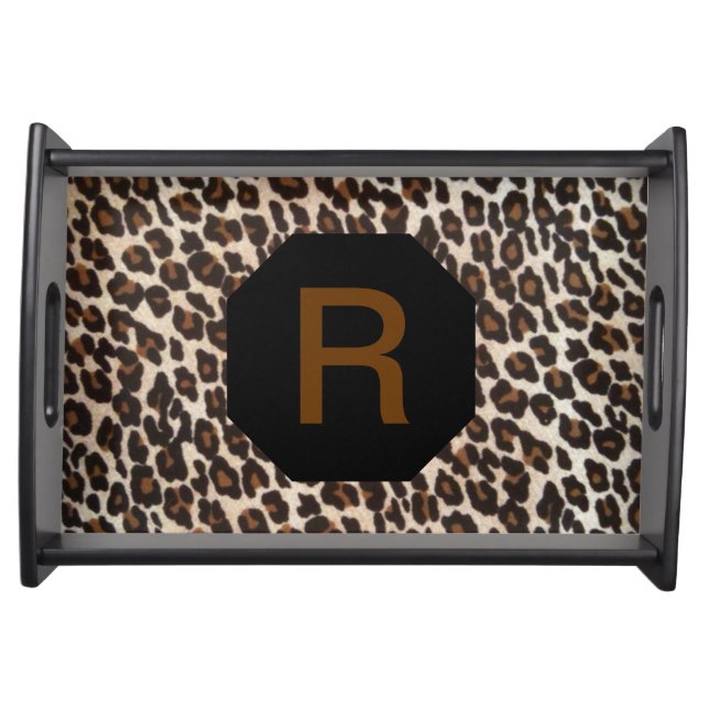 Monogram Style Leopard Print Serving Tray (Front)