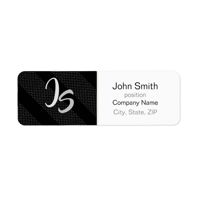 Monogram Stylish Geometric Black Pattern Label (Front)